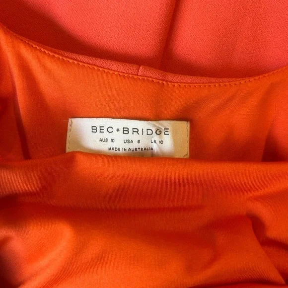 Bec + Bridge Karina Tuck Midi Dress - size 6 Fire Red - Picture 11 of 14